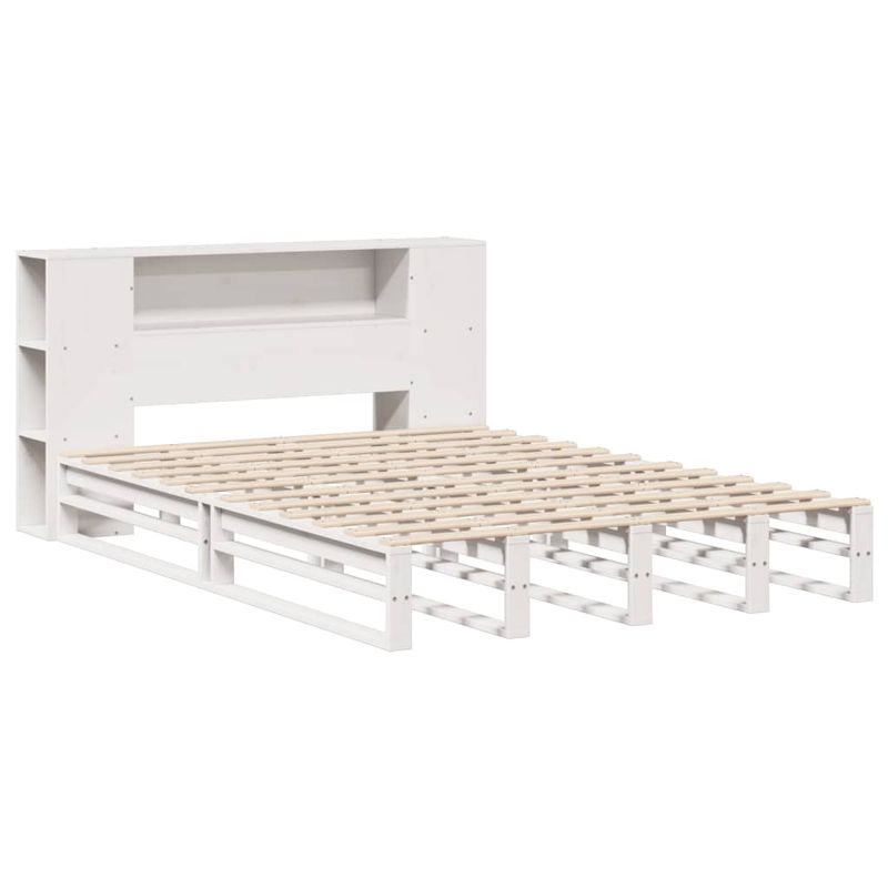 Casa si Gradina - Mobilier - Paturi si accesorii - Paturi - Pat cu biblioteca fara saltea, alb, 150x200 cm, lemn masiv - Infinity.ro