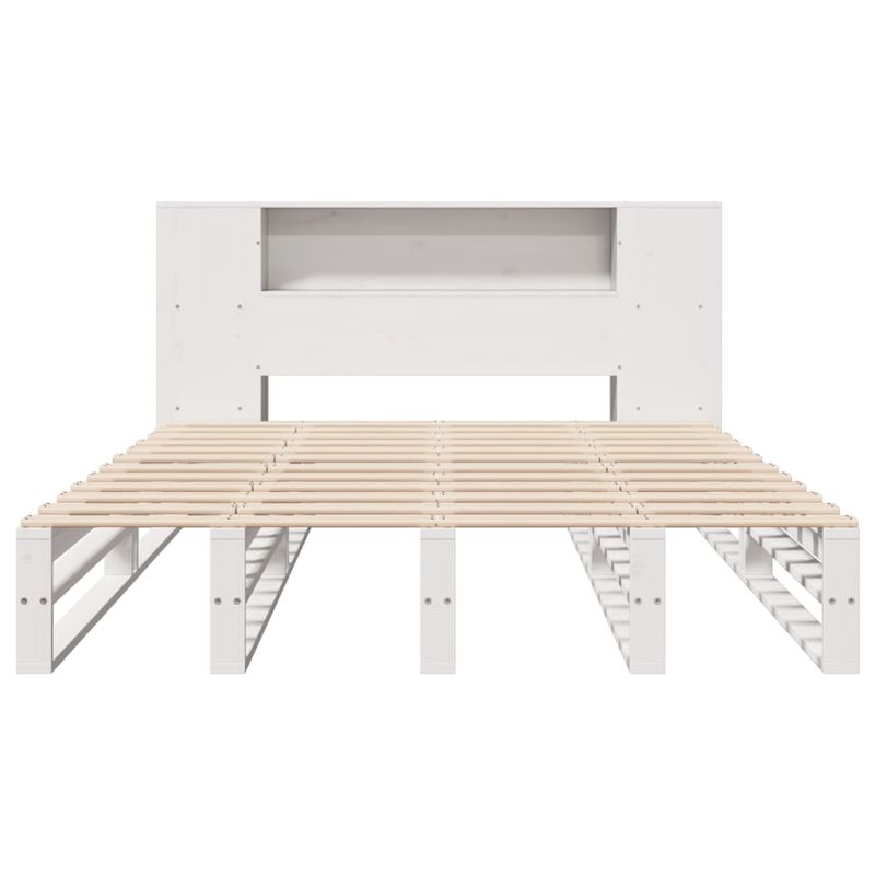 Casa si Gradina - Mobilier - Paturi si accesorii - Paturi - Pat cu biblioteca fara saltea, alb, 150x200 cm, lemn masiv - Infinity.ro