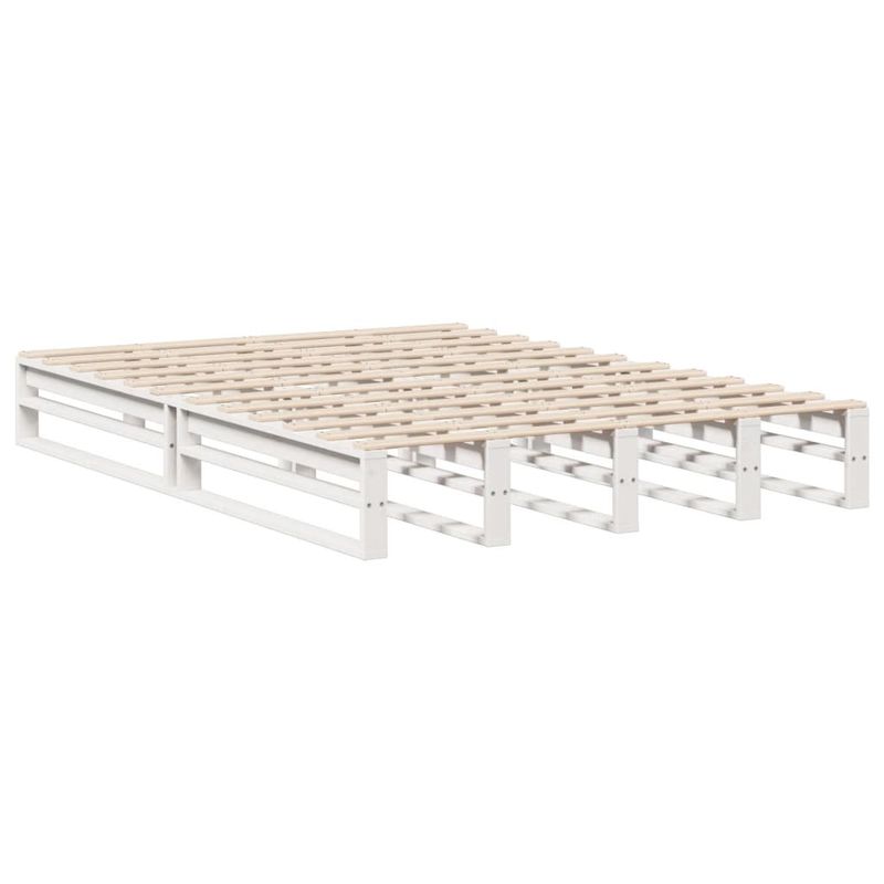 Casa si Gradina - Mobilier - Paturi si accesorii - Paturi - Pat cu biblioteca fara saltea, alb, 150x200 cm, lemn masiv - Infinity.ro