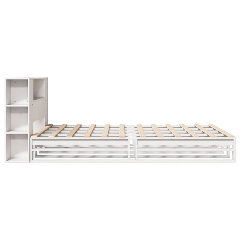 Casa si Gradina - Mobilier - Paturi si accesorii - Paturi - Pat cu biblioteca fara saltea, alb, 150x200 cm, lemn masiv - Infinity.ro