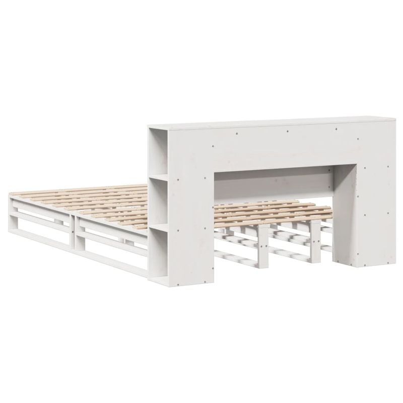 Casa si Gradina - Mobilier - Paturi si accesorii - Paturi - Pat cu biblioteca fara saltea, alb, 150x200 cm, lemn masiv - Infinity.ro