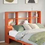 Casa si Gradina - Mobilier - Paturi si accesorii - Accesorii paturi - Tablie de pat cu depozitare maro ceruit, 120 cm, lemn masiv pin - Infinity.ro