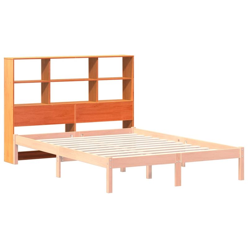 Casa si Gradina - Mobilier - Paturi si accesorii - Accesorii paturi - Tablie de pat cu depozitare maro ceruit, 120 cm, lemn masiv pin - Infinity.ro