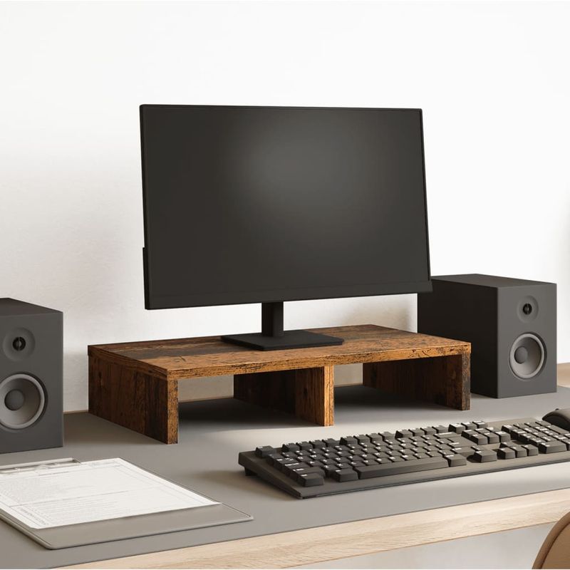 Laptop, Telefoane si Tablete - Laptopuri si accesorii - Accesorii Laptop - Standuri/Coolere notebook - Suport de monitor, lemn vechi, 50x27x10 cm, lemn prelucrat - Infinity.ro