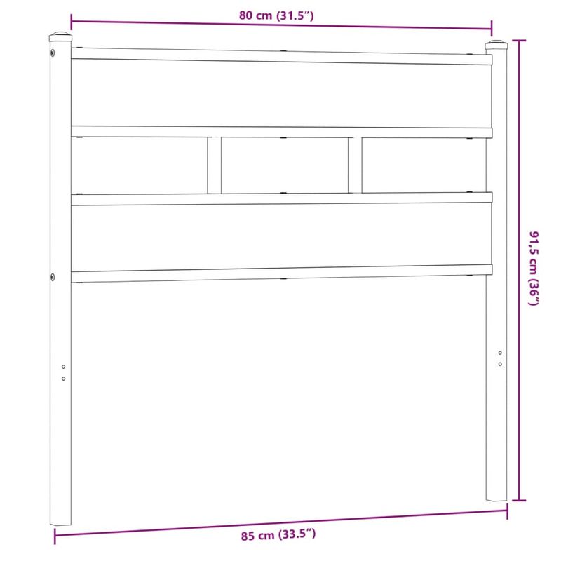 Casa si Gradina - Mobilier - Paturi si accesorii - Accesorii paturi - Tablie de pat, stejar fumuriu, 80 cm, fier si lemn prelucrat - Infinity.ro