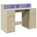 Casa si Gradina - Mobilier - Mese si birouri - Birouri - Birou cu lumini LED stejar sonoma, 120x55x91 cm, lemn prelucrat - Infinity.ro