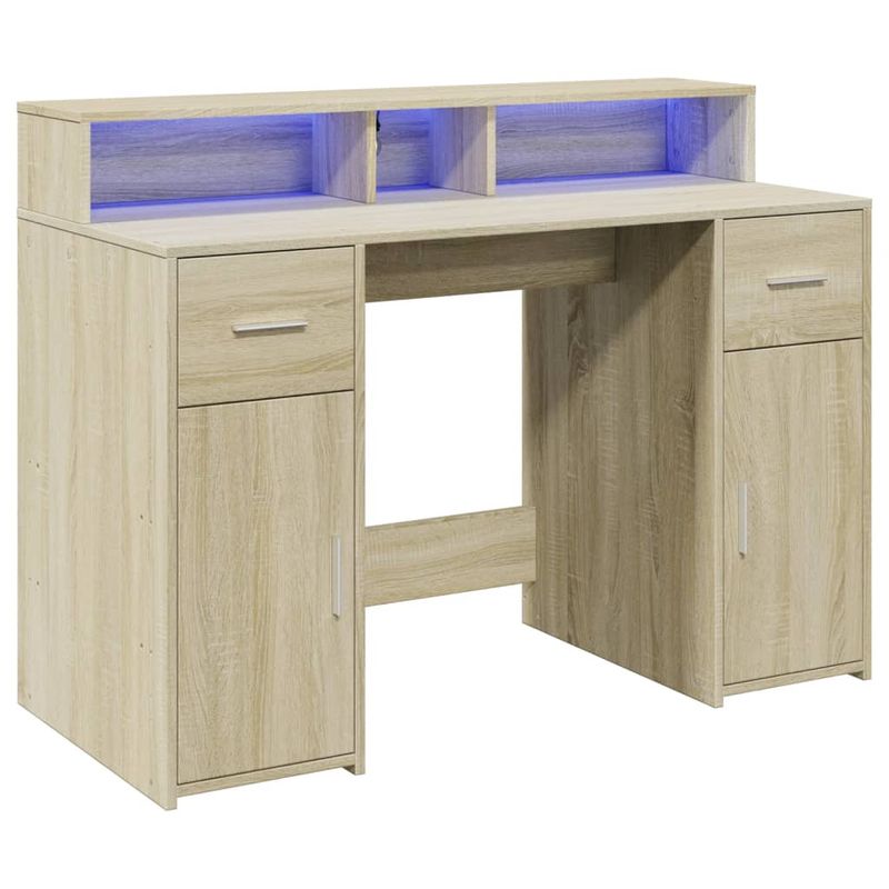 Casa si Gradina - Mobilier - Mese si birouri - Birouri - Birou cu lumini LED stejar sonoma, 120x55x91 cm, lemn prelucrat - Infinity.ro