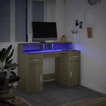 Casa si Gradina - Mobilier - Mese si birouri - Birouri - Birou cu lumini LED stejar sonoma, 120x55x91 cm, lemn prelucrat - Infinity.ro