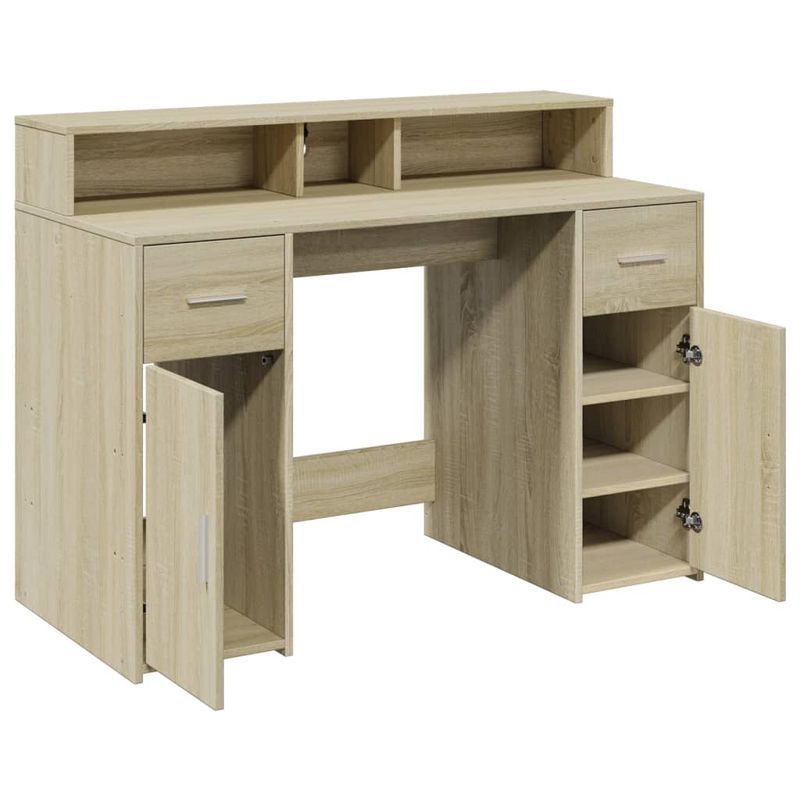 Casa si Gradina - Mobilier - Mese si birouri - Birouri - Birou cu lumini LED stejar sonoma, 120x55x91 cm, lemn prelucrat - Infinity.ro