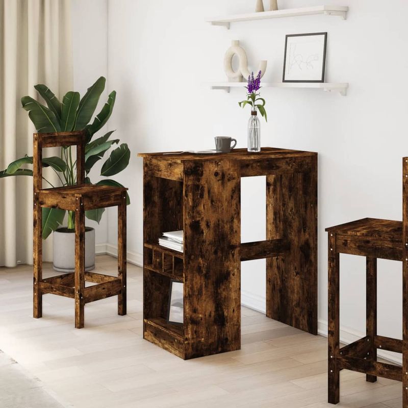 Casa si Gradina - Mobilier - Mese si birouri - Mese bucatarie si dining - Masa bar cu raft stejar fumuriu 90x47,5x103,5 cm lemn prelucrat - Infinity.ro