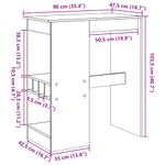 Casa si Gradina - Mobilier - Mese si birouri - Mese bucatarie si dining - Masa bar cu raft stejar fumuriu 90x47,5x103,5 cm lemn prelucrat - Infinity.ro