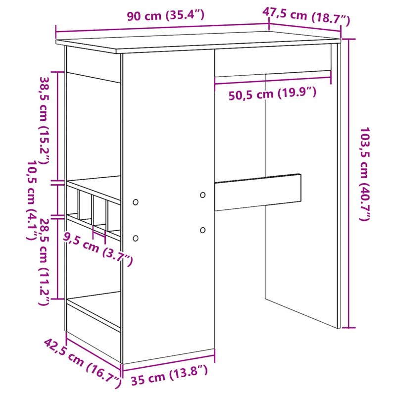 Casa si Gradina - Mobilier - Mese si birouri - Mese bucatarie si dining - Masa bar cu raft stejar fumuriu 90x47,5x103,5 cm lemn prelucrat - Infinity.ro