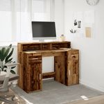 Casa si Gradina - Mobilier - Mese si birouri - Birouri - Birou cu lumini LED, lemn vechi, 120x55x91 cm, lemn prelucrat - Infinity.ro