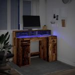 Casa si Gradina - Mobilier - Mese si birouri - Birouri - Birou cu lumini LED, lemn vechi, 120x55x91 cm, lemn prelucrat - Infinity.ro