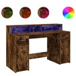 Casa si Gradina - Mobilier - Mese si birouri - Birouri - Birou cu lumini LED stejar fumuriu 140x55x91 cm lemn prelucrat - Infinity.ro