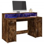 Casa si Gradina - Mobilier - Mese si birouri - Birouri - Birou cu lumini LED stejar fumuriu 140x55x91 cm lemn prelucrat - Infinity.ro