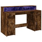 Casa si Gradina - Mobilier - Mese si birouri - Birouri - Birou cu lumini LED stejar fumuriu 140x55x91 cm lemn prelucrat - Infinity.ro
