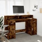 Casa si Gradina - Mobilier - Mese si birouri - Birouri - Birou cu lumini LED stejar fumuriu 140x55x91 cm lemn prelucrat - Infinity.ro