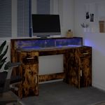 Casa si Gradina - Mobilier - Mese si birouri - Birouri - Birou cu lumini LED stejar fumuriu 140x55x91 cm lemn prelucrat - Infinity.ro