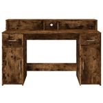 Casa si Gradina - Mobilier - Mese si birouri - Birouri - Birou cu lumini LED stejar fumuriu 140x55x91 cm lemn prelucrat - Infinity.ro
