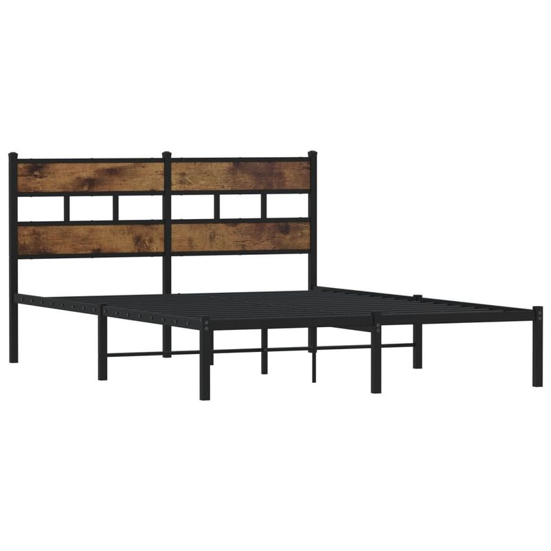 Casa si Gradina - Mobilier - Paturi si accesorii - Paturi - Cadru pat metalic fara saltea, stejar fumuriu, 160x200 cm - Infinity.ro