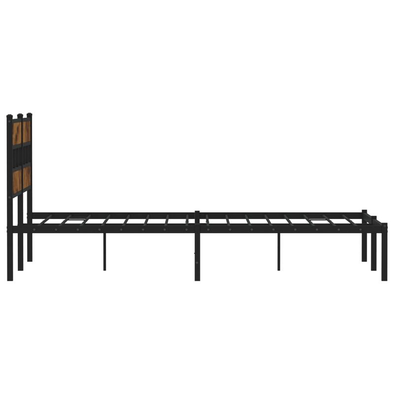Casa si Gradina - Mobilier - Paturi si accesorii - Paturi - Cadru pat metalic fara saltea, stejar fumuriu, 160x200 cm - Infinity.ro