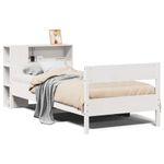 Casa si Gradina - Mobilier - Paturi si accesorii - Paturi - Pat cu biblioteca fara saltea, alb, 75x190 cm, lemn masiv pin - Infinity.ro
