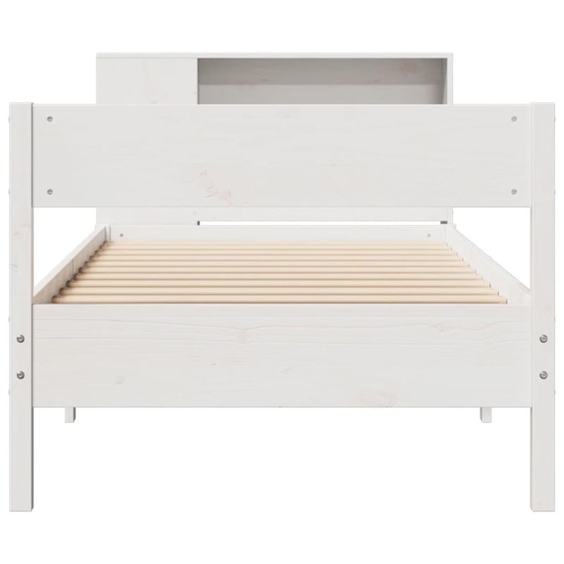 Casa si Gradina - Mobilier - Paturi si accesorii - Paturi - Pat cu biblioteca fara saltea, alb, 75x190 cm, lemn masiv pin - Infinity.ro
