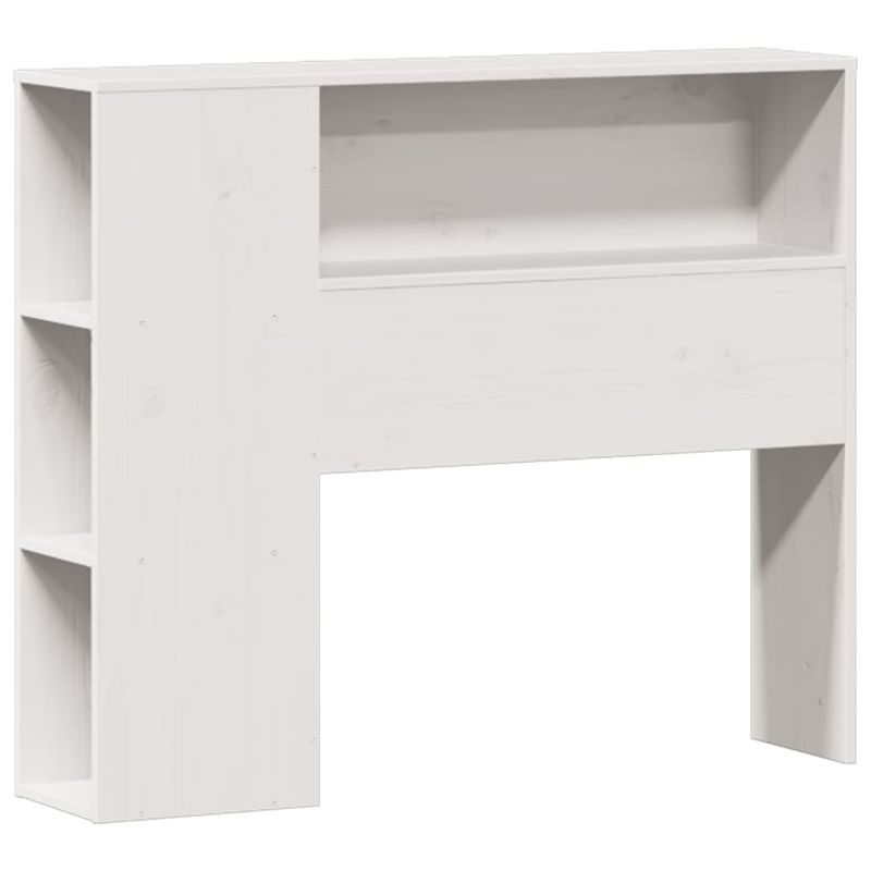 Casa si Gradina - Mobilier - Paturi si accesorii - Paturi - Pat cu biblioteca fara saltea, alb, 75x190 cm, lemn masiv pin - Infinity.ro
