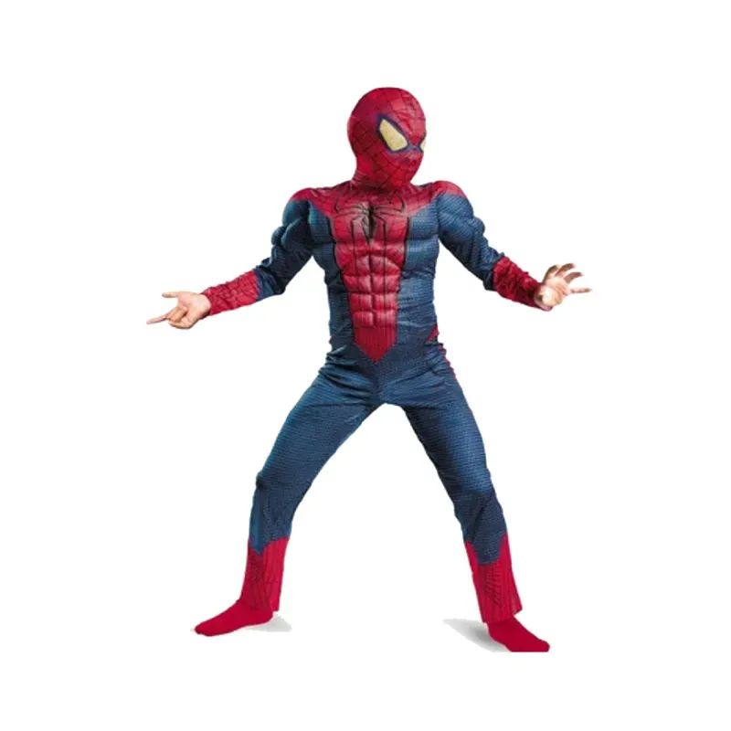 Jucarii, Copii si Bebe - Jucarii si jocuri - Jucarii de rol - Masti si costume copii - Set costum Spiderman cu muschi si manusa lansator cu 7 ventuze din burete , IdeallStore®, marime S, 3 - 5 ani, rosu - Infinity.ro