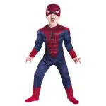 Jucarii, Copii si Bebe - Jucarii si jocuri - Jucarii de rol - Masti si costume copii - Set costum Spiderman cu muschi si manusa lansator cu 7 ventuze din burete , IdeallStore®, marime S, 3 - 5 ani, rosu - Infinity.ro