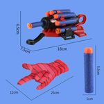 Jucarii, Copii si Bebe - Jucarii si jocuri - Jucarii de rol - Masti si costume copii - Set costum Spiderman cu muschi si manusa lansator cu 7 ventuze din burete , IdeallStore®, marime S, 3 - 5 ani, rosu - Infinity.ro