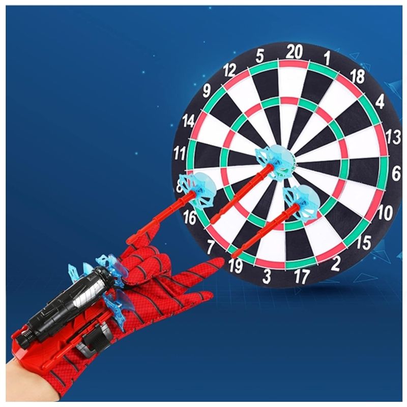 Jucarii, Copii si Bebe - Jucarii si jocuri - Jucarii de rol - Masti si costume copii - Set costum Spiderman cu muschi si manusa cu ventuze si figurina, IdeallStore®, marime M, 5-7 ani, rosu - Infinity.ro