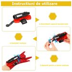 Jucarii, Copii si Bebe - Jucarii si jocuri - Jucarii de rol - Masti si costume copii - Set costum Spiderman cu muschi si manusa cu ventuze si figurina, IdeallStore®, marime M, 5-7 ani, rosu - Infinity.ro