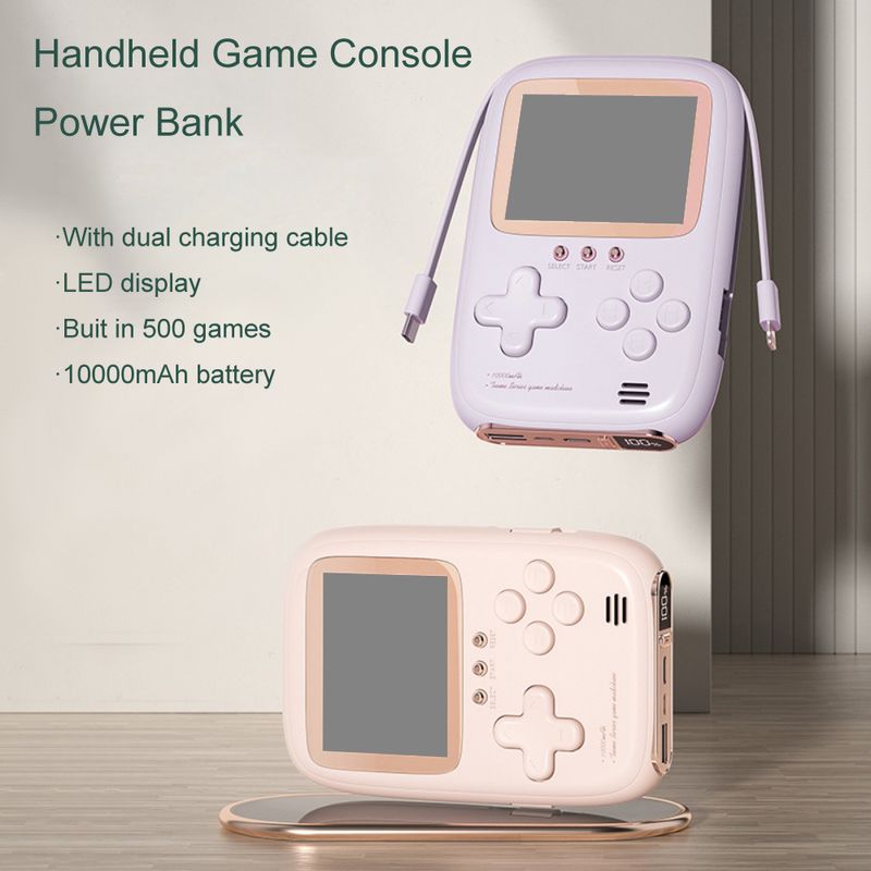Laptop, Telefoane si Tablete - Telefoane mobile si accesorii - Accesorii Telefoane - Baterii externe - Power Bank 2 in 1, OMEGA, 10000 mAh, 10W, Consola cu 500 de jocuri, cu fire type C si lightning, mov - Infinity.ro