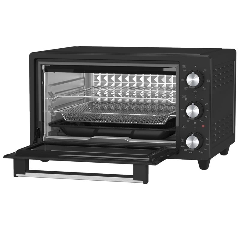 Electronice si Electrocasnice - Aragazuri, cuptoare si hote - Cuptoare - Cuptoare electrice - Cuptor electric ECG ET 2001B Airfry, 20 L, 1500 W, 80–250 °C, timer 90 min, 7 functii presetate, convectie, negru - Infinity.ro