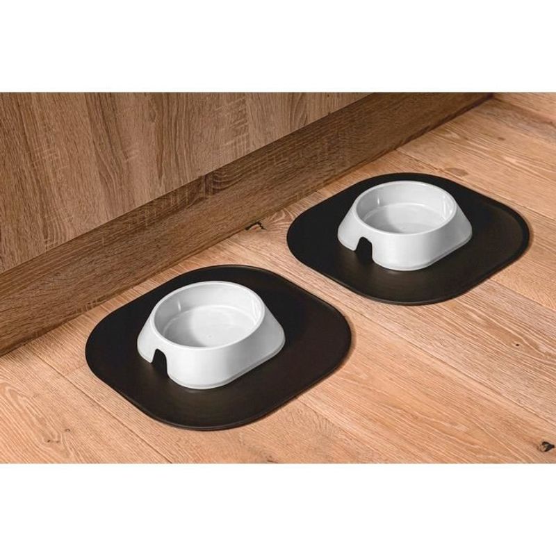 Petshop - Accesorii petshop - Castroane si adapatori - Castron, bol, pentru caine, pisica, suporti antiderapanti, PET reciclat, alb, marime L, 700 ml, 20.4x20.4x5.4 cm - Infinity.ro