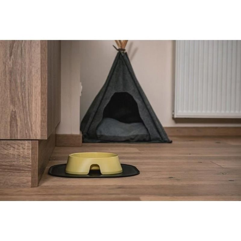 Petshop - Accesorii petshop - Castroane si adapatori - Castron, bol, pentru caine, pisica, suporti antiderapanti, PET reciclat, galben, marime M, 400 ml, 17.2x17.2x4.8 cm - Infinity.ro