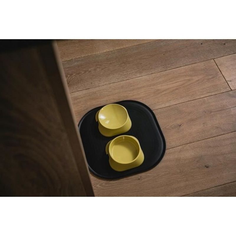 Petshop - Accesorii petshop - Castroane si adapatori - Castron, bol, pentru caine, pisica, suporti antiderapanti, PET reciclat, galben, marime L, 700 ml, 20.4x20.4x5.4 cm - Infinity.ro