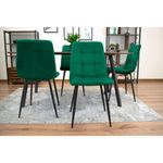 Casa si Gradina - Mobilier - Scaune si fotolii - Scaune - Set 4 scaune bucatarie/living, Artool, Kara, catifea, metal, verde si negru, 44.5x50.5x87 cm - Infinity.ro