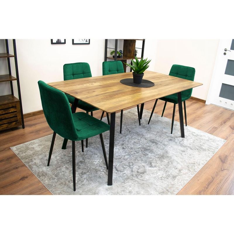 Casa si Gradina - Mobilier - Scaune si fotolii - Scaune - Set 4 scaune bucatarie/living, Artool, Kara, catifea, metal, verde si negru, 44.5x50.5x87 cm - Infinity.ro
