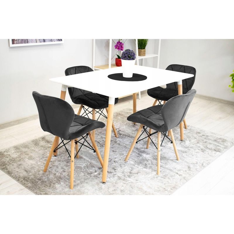 Casa si Gradina - Mobilier - Scaune si fotolii - Scaune - Scaun stil scandinav, Artool, Lago, catifea, lemn, negru, 48x43x74 cm - Infinity.ro