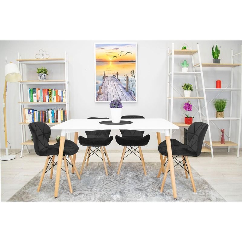 Casa si Gradina - Mobilier - Scaune si fotolii - Scaune - Scaun stil scandinav, Artool, Lago, catifea, lemn, negru, 48x43x74 cm - Infinity.ro