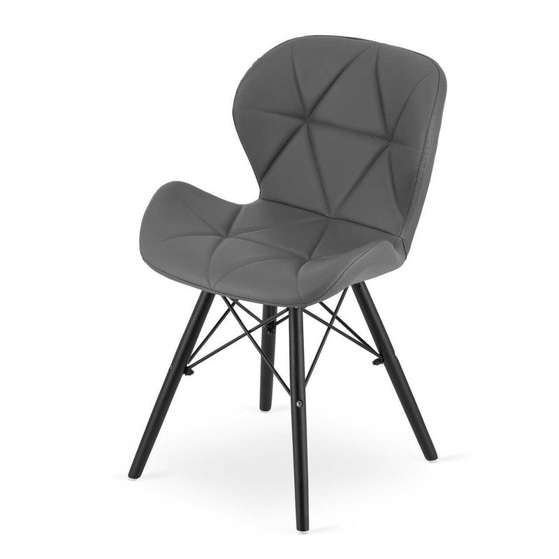 Casa si Gradina - Mobilier - Scaune si fotolii - Scaune - Scaun stil scandinav, Artool, Lago, piele ecologica, lemn, gri si negru, 47.5x52x74 cm - Infinity.ro