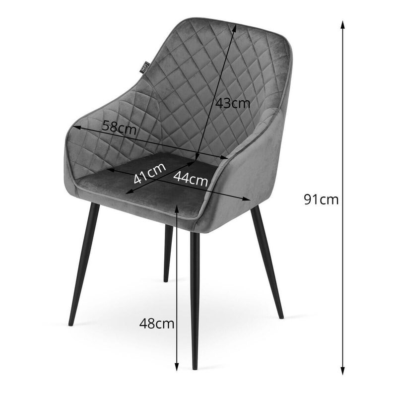 Casa si Gradina - Mobilier - Scaune si fotolii - Scaune - Set 2 scaune bucatarie/living, Artool, Nugat, catifea, metal, gri si negru, 58x54.5x91 cm - Infinity.ro