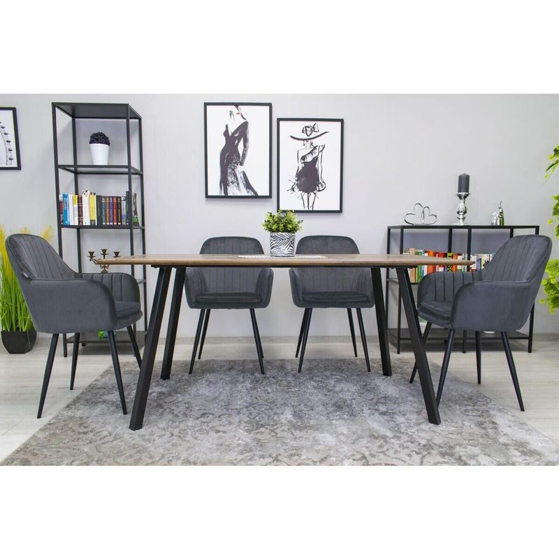 Casa si Gradina - Mobilier - Scaune si fotolii - Scaune - Scaun stil fotoliu bucatarie/living, Artool, Lugo, catifea, metal, gri si negru, 57.5x56.5x86.5 cm - Infinity.ro