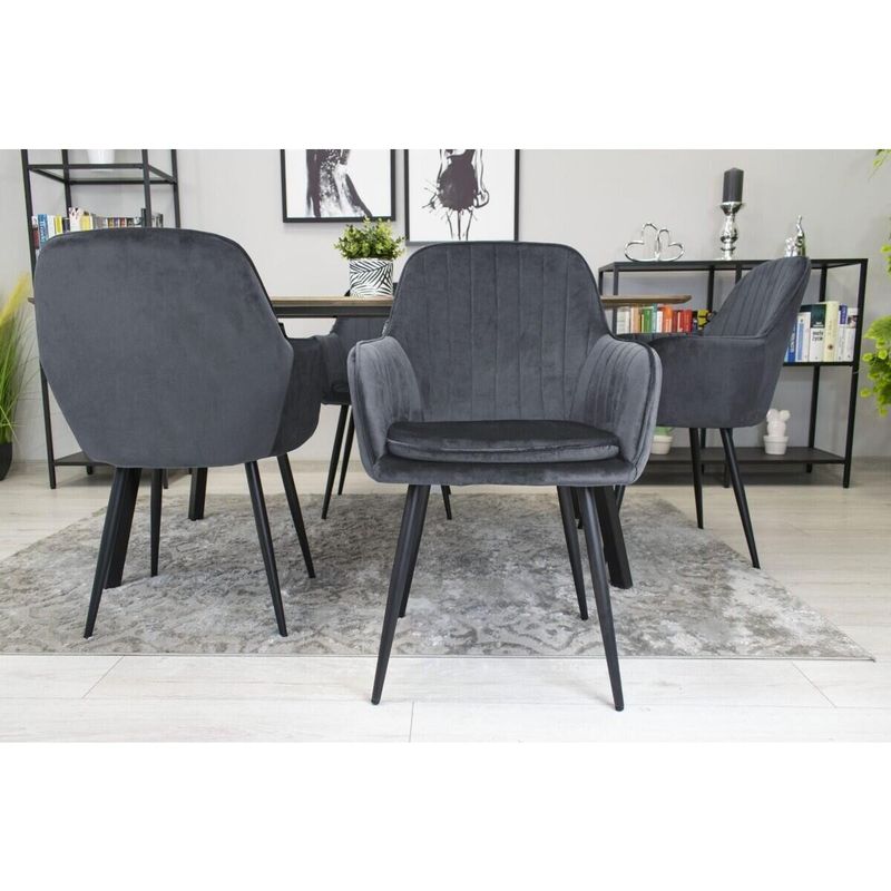 Casa si Gradina - Mobilier - Scaune si fotolii - Scaune - Scaun stil fotoliu bucatarie/living, Artool, Lugo, catifea, metal, gri si negru, 57.5x56.5x86.5 cm - Infinity.ro