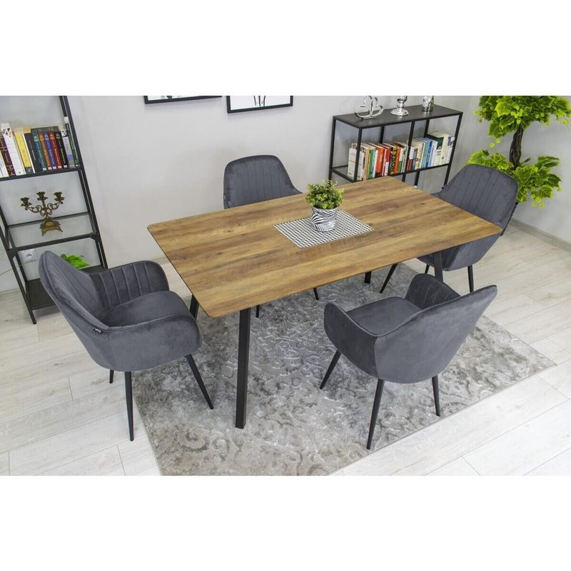 Casa si Gradina - Mobilier - Scaune si fotolii - Scaune - Scaun stil fotoliu bucatarie/living, Artool, Lugo, catifea, metal, gri si negru, 57.5x56.5x86.5 cm - Infinity.ro