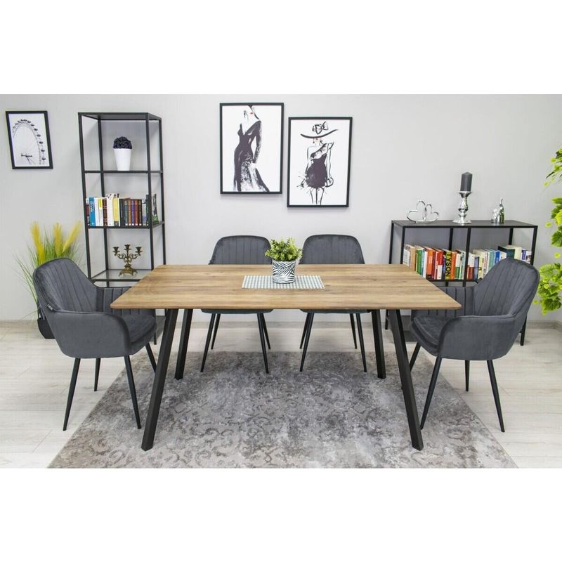 Casa si Gradina - Mobilier - Scaune si fotolii - Scaune - Scaun stil fotoliu bucatarie/living, Artool, Lugo, catifea, metal, gri si negru, 57.5x56.5x86.5 cm - Infinity.ro