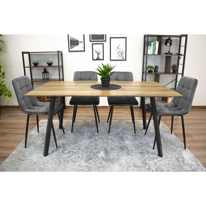 Casa si Gradina - Mobilier - Scaune si fotolii - Scaune - Set 4 scaune bucatarie/living, Artool, Kara, catifea, metal, gri si negru, 44.5x50.5x87 cm - Infinity.ro